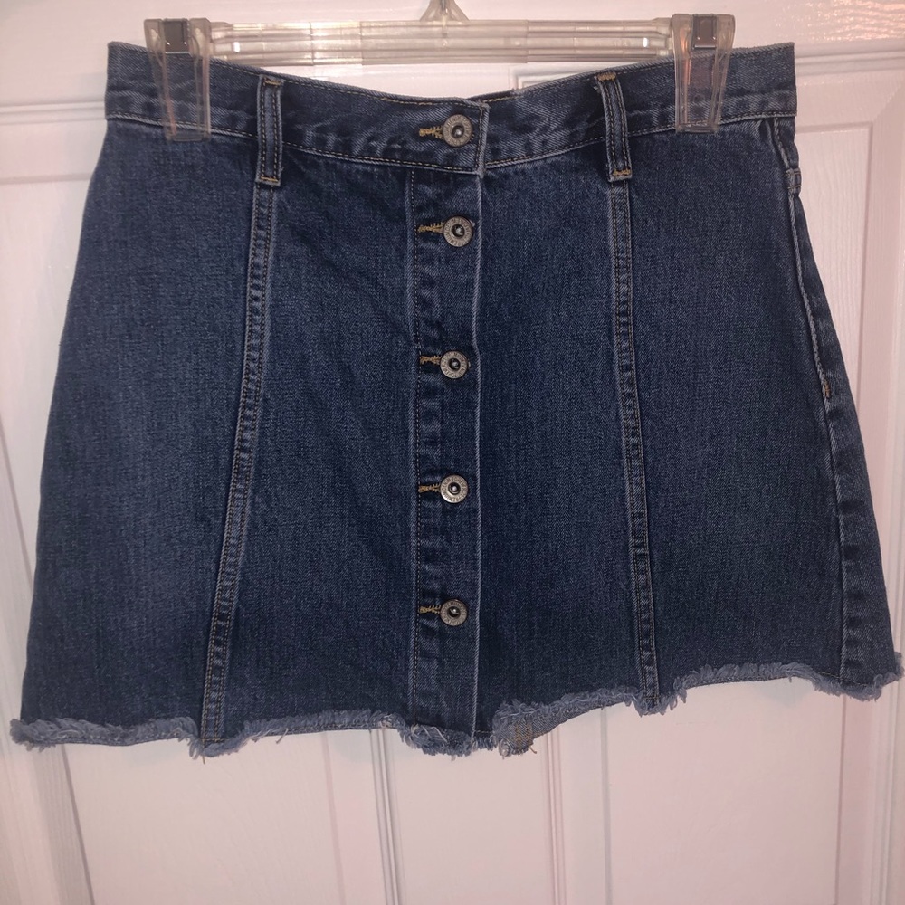 high waisted denim skirt